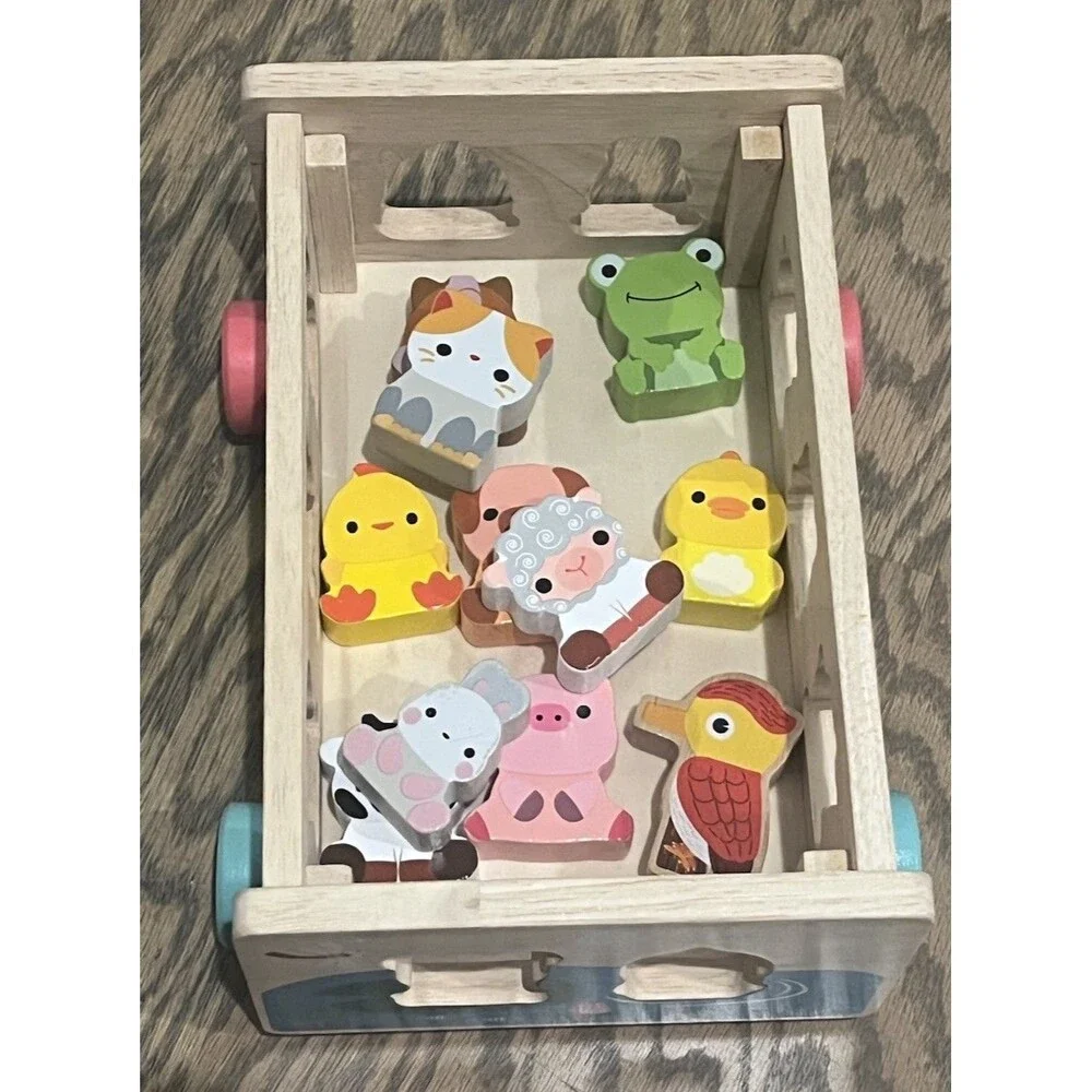 Toddler Montessori Wooden Farm Animal Shape Sorter Hand Eye Coordination